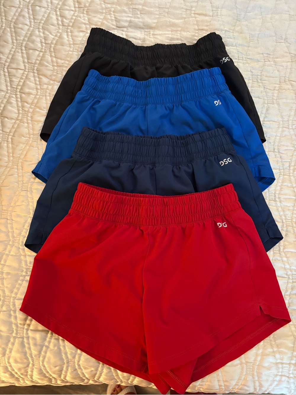 DSG Girl’s Athletic Shorts Pack - Red, Navy, Royal Blue, Black